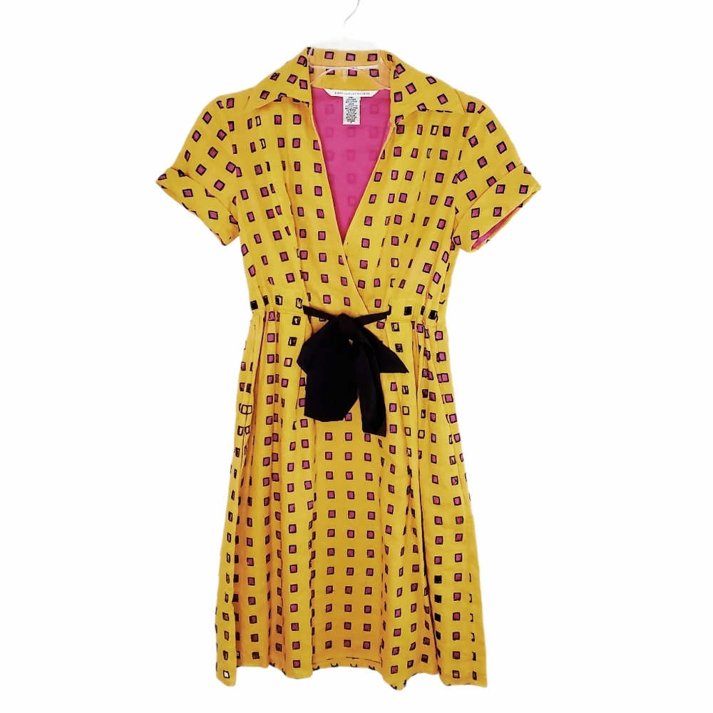 Diane Von Furstenberg Yellow Cutout Dress Size 2 - Picture 1 of 8